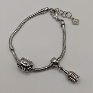 Pampered Chef Consultant Exclusive Silver Charm Bracelet & Two Charms